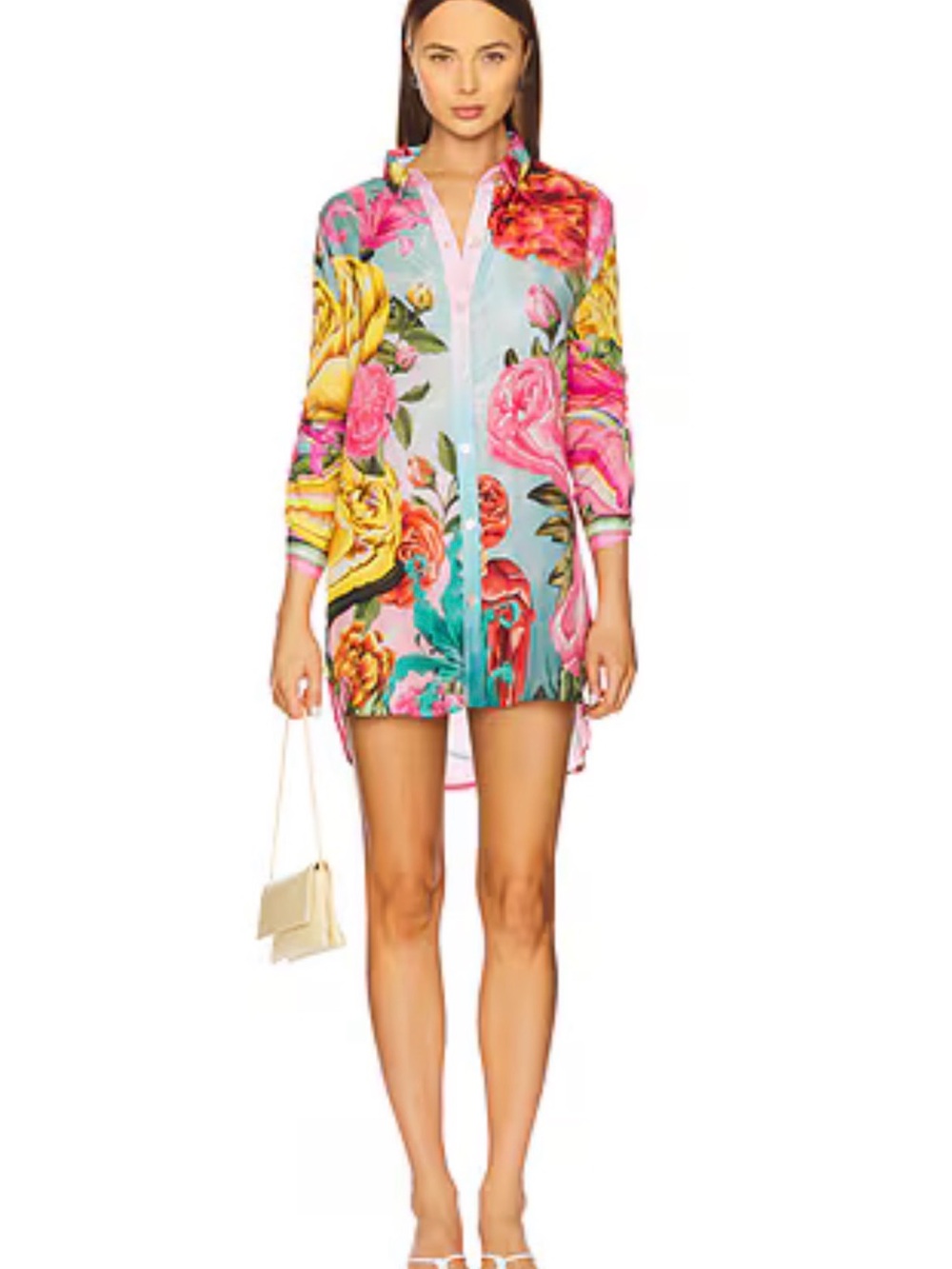 Agua bendita, Blue Crystal Mini shirt Dress Cotton